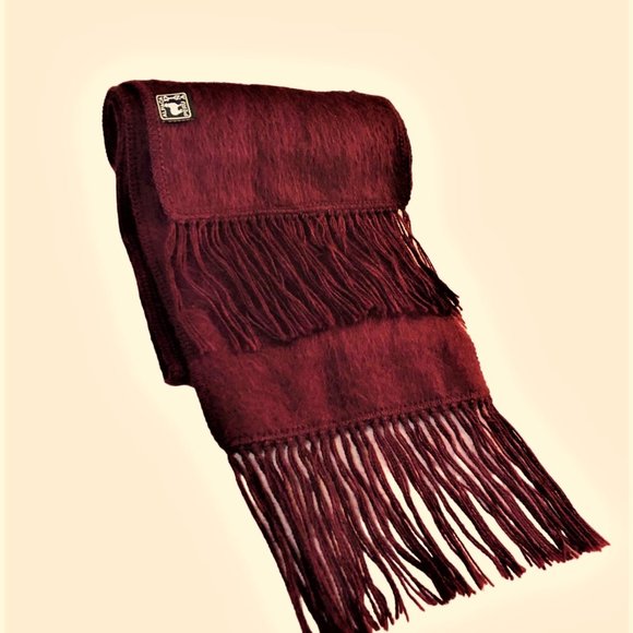 Burgundy Alpaca Wool Soft Fuzzy Scarf/ Wrap Hypoallergenic Made in Peru - Picture 5 of 6